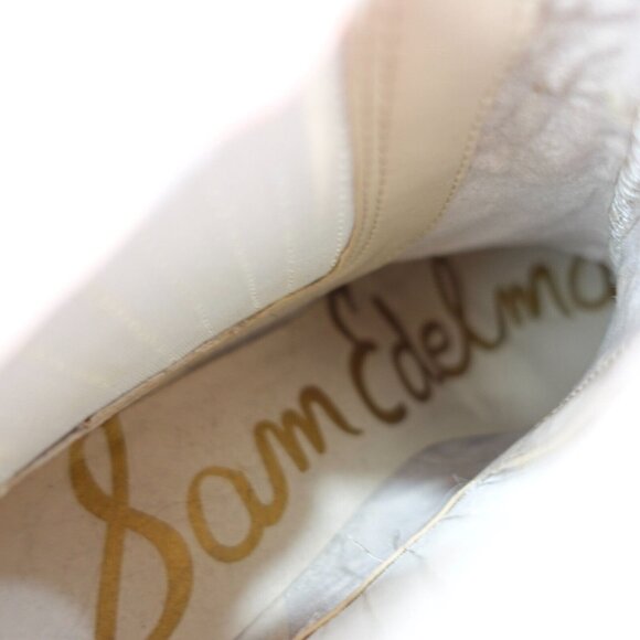 Sam Edelman Boots Leather 5 White Western Ankle Bootie Cowboy Chelsea Winona - Picture 8 of 16